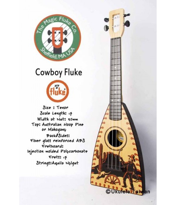 【台灣烏克麗麗 專門店】Fluke 瘋狂跳蚤全面侵台! Cowboy Fluke ukulele 26吋(美國原廠製造 (附琴袋+調音器+教材)